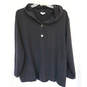 J. Jill (Pure Jill) blue henley hoodie warm long sleeve top 4X
